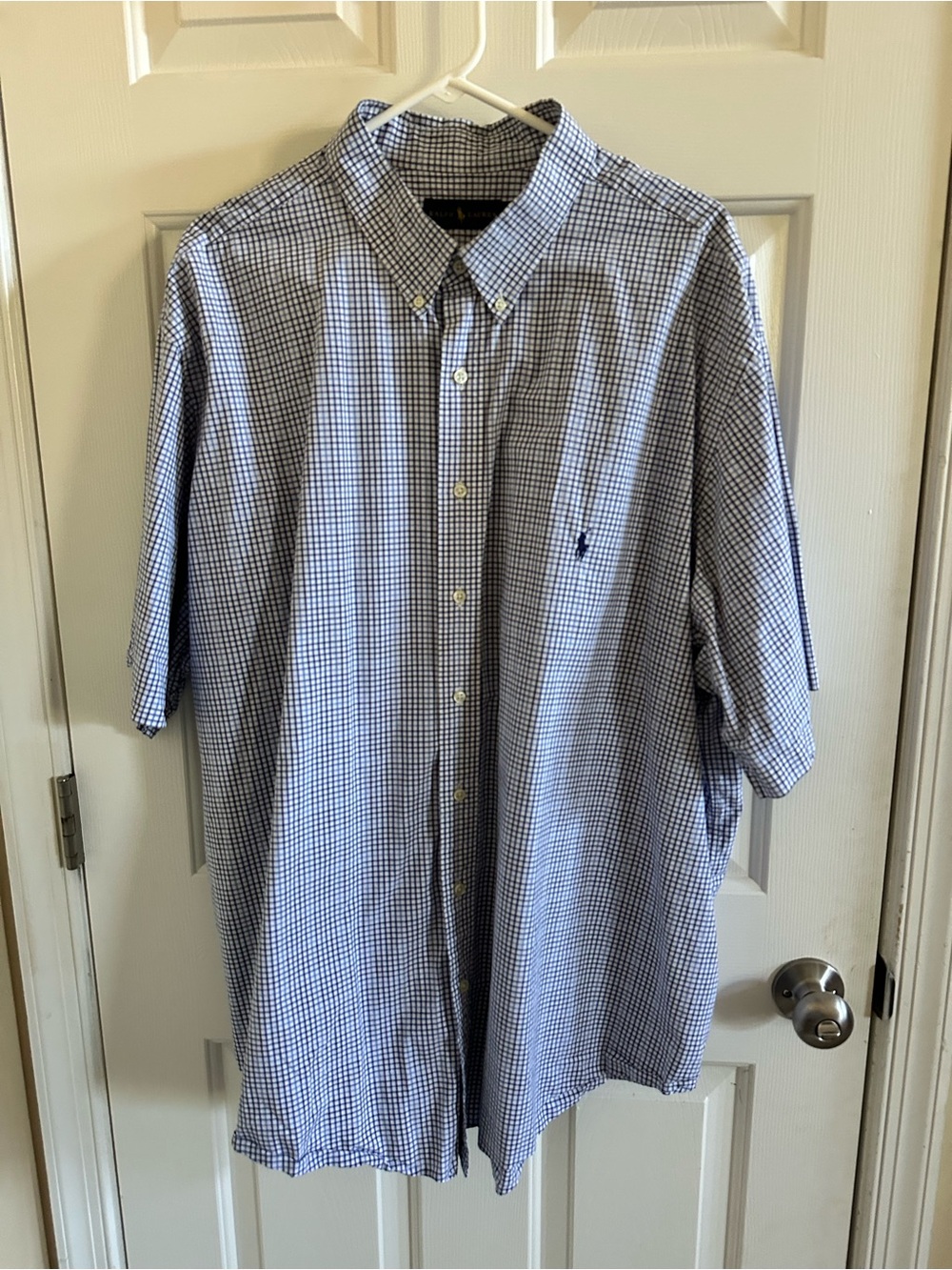 Polo Ralph Lauren Mens Blue Plaid Short-Sleeve Button-Down Shirt 3XB Big & Tall